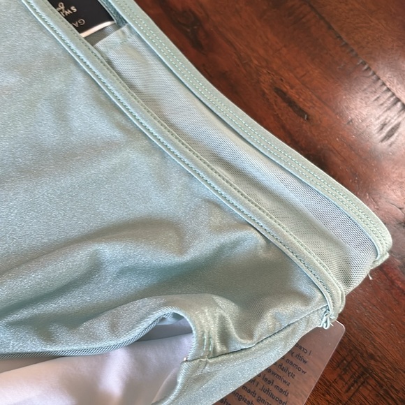 Gabifresh X Swimsuits for all Mesh Trimmed Light Green High Waisted Swim Bottom - Picture 2 of 5